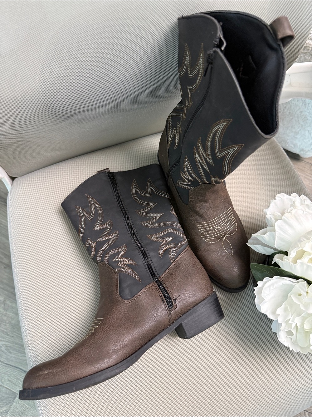 Classic Brown Cowboy Boots with Embroidered Detail - Picture 4 of 6